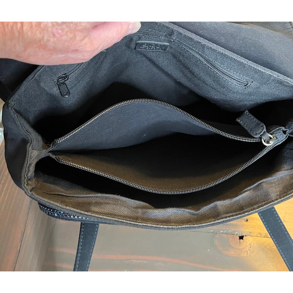Vintage 90s Enzo Angiolini Black Large Flapover Shoulder Bag Credit Card Storage - Picture 11 of 15